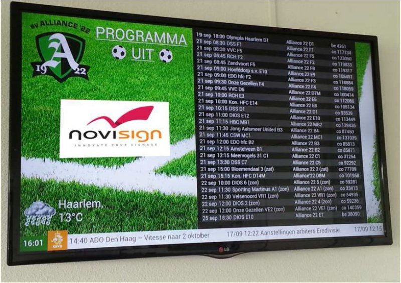 Digital signage of Alliance Soccer Club