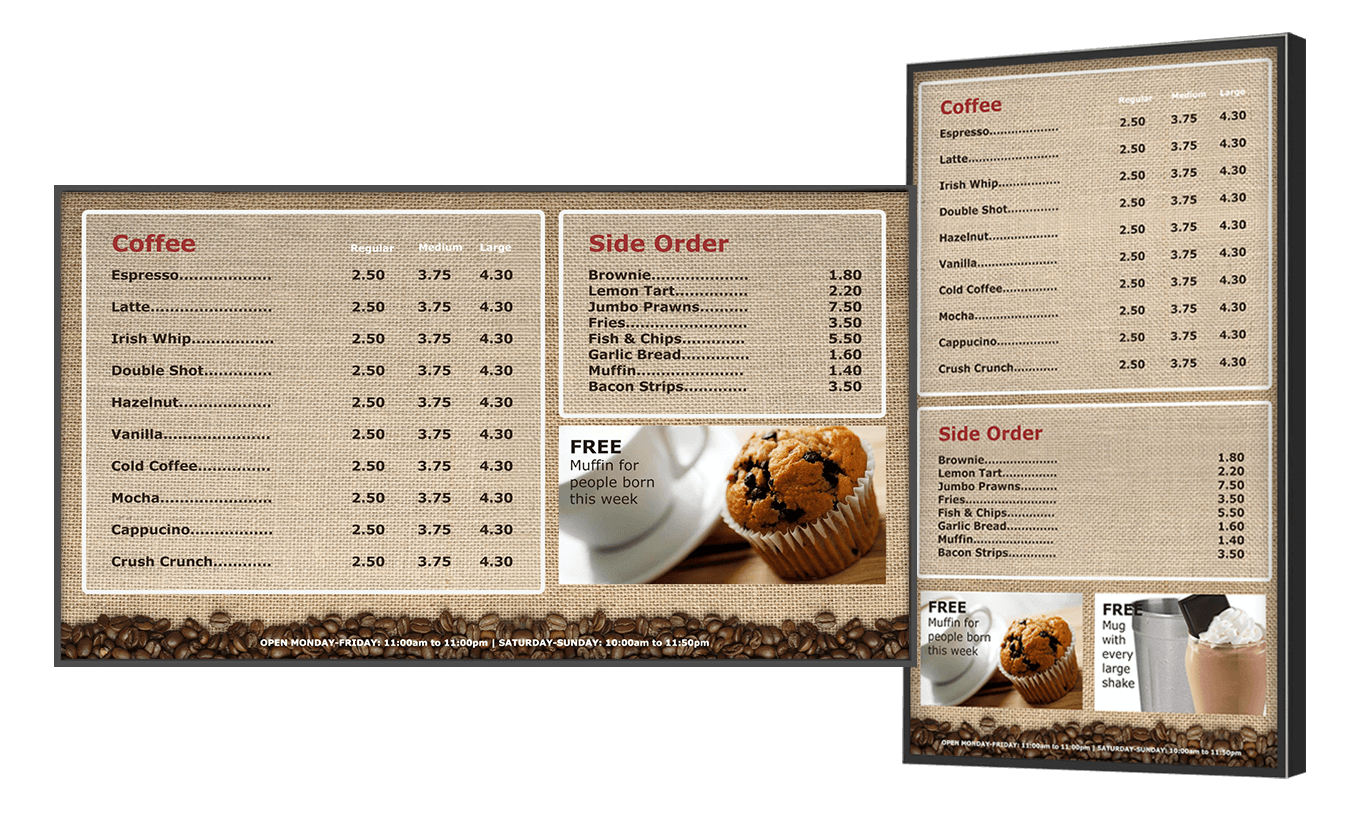 Digital Menu Boards For Coffee Shops