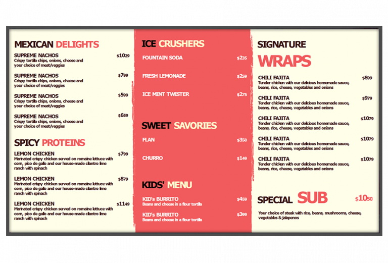 Digital Menu Board Templates