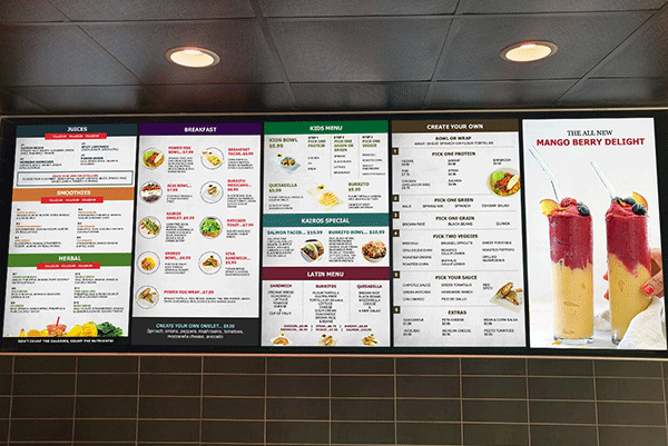 digital display menu